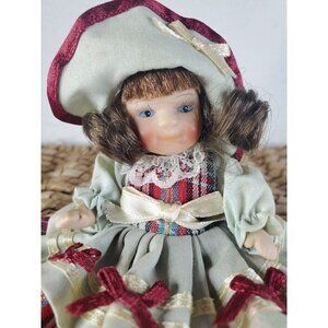 Vintage Porcelain Doll Poseable Jointed Articulated Victorian 4" Miniature Brown